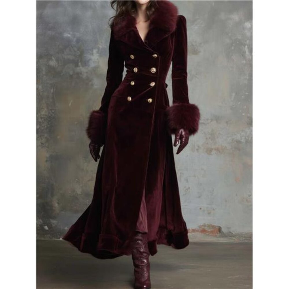 Double-breasted Long-sleeve Long Coat for Women | Fashionable Light Luxury